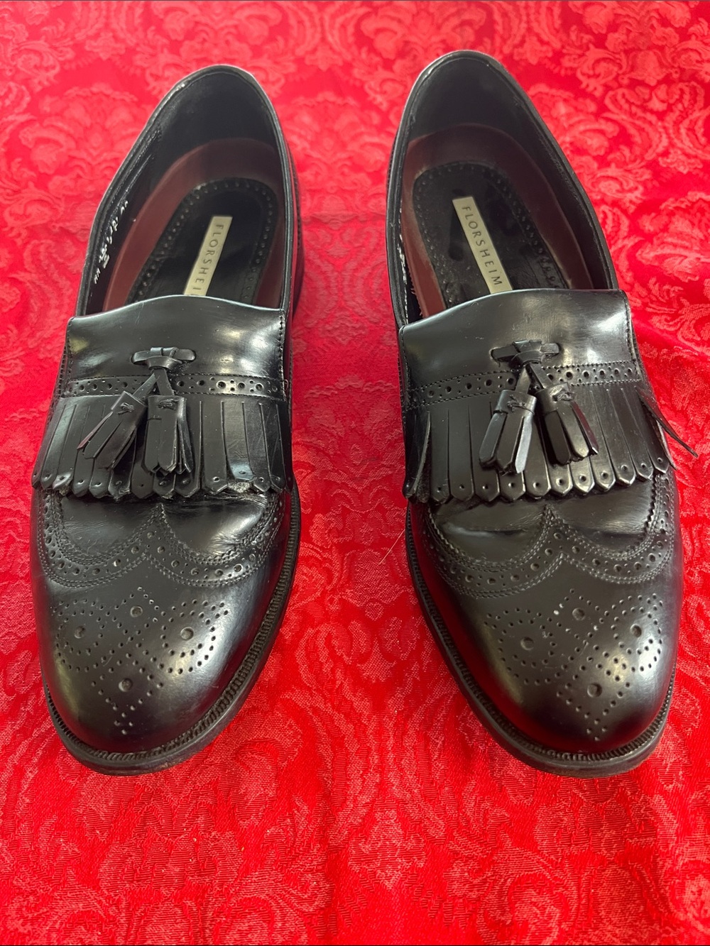 Florsheim Black Leather Tassel Kiltie Loafers Men's Size 11 Dress Shoes
